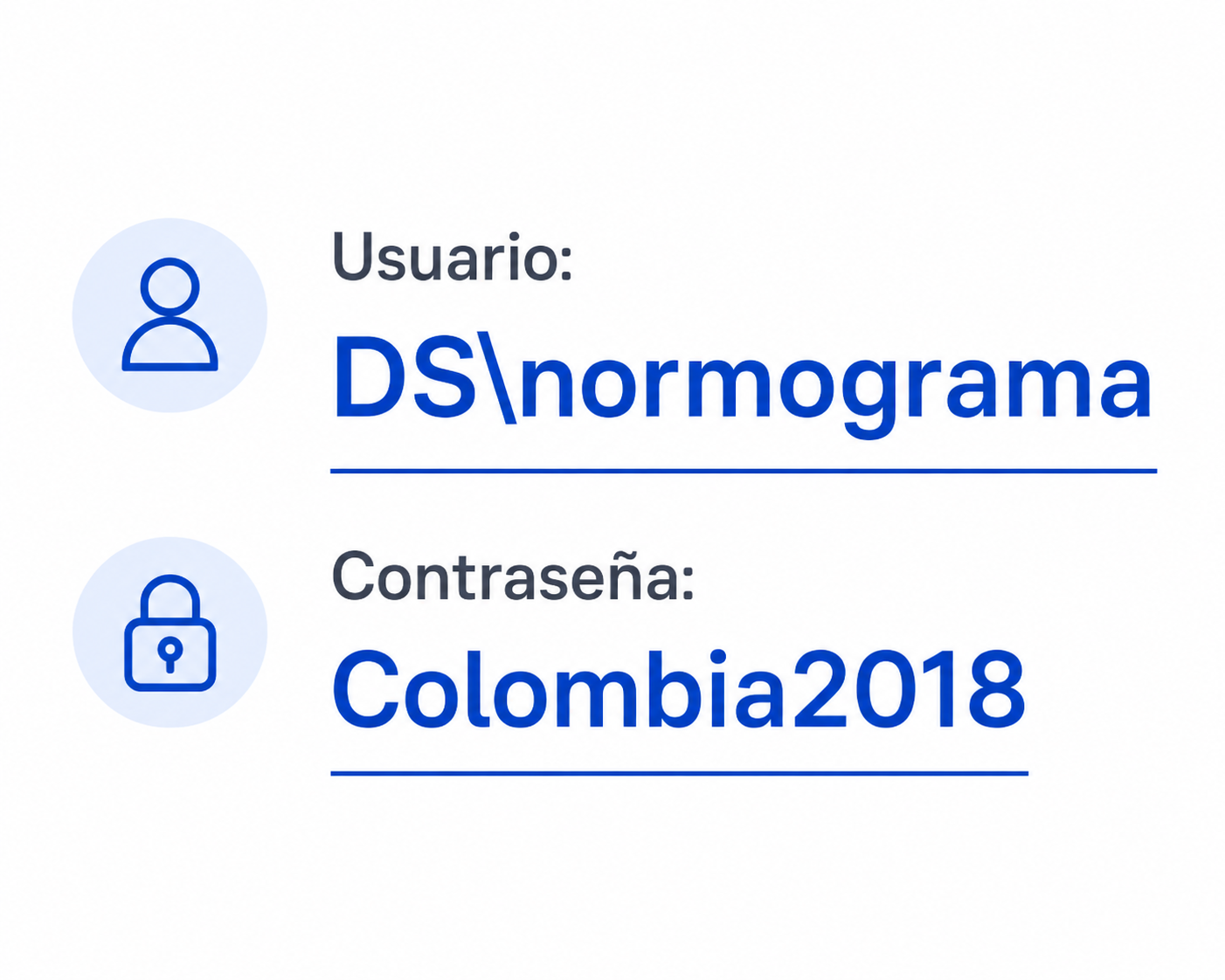 datos de acceso a normograma